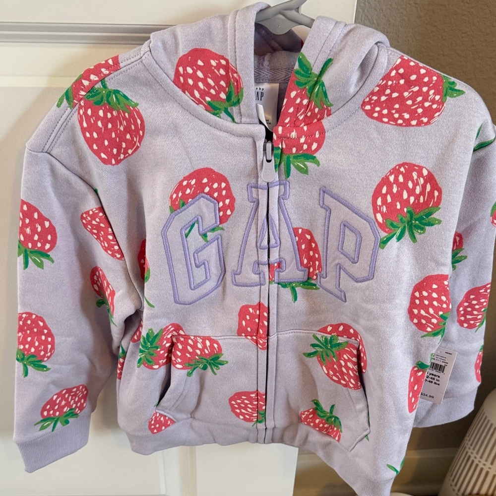 GAP Kids Lavender Hoodie with Strawberry Print size 5T